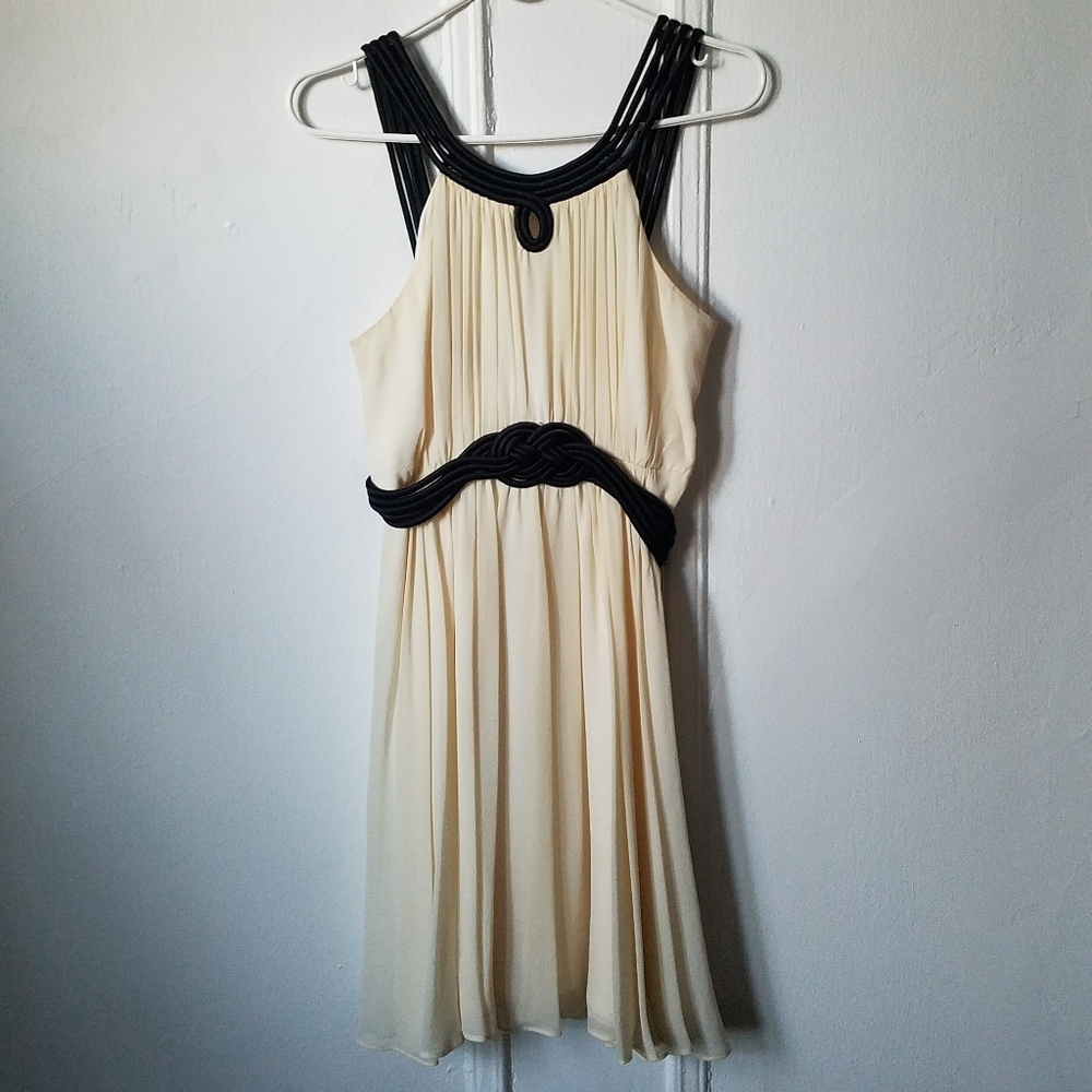 Nine West Cream with Black Satin Detail Dress